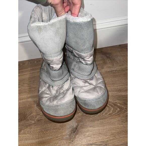 Sorel Glacy Womens Sz 7 Boots Beige Snow Winter Fleece Lining Quilted Waterproof - Picture 2 of 6